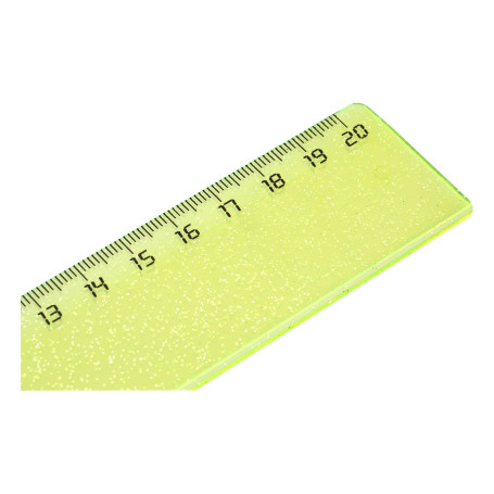 Ruler 20cm STAMM "Neon Crystal", wide, plastic, with sequins, assorted