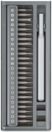 Screwdriver with bits for precision work, 24 CrV bits, plastic box