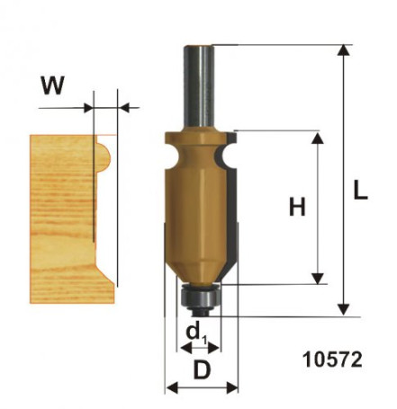 Edge shaped milling cutter f22,2x41mm xv 12mm, art. 10572