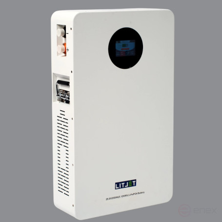 Литиевый аккумулятор тяговый ЛИТДЖЕТ GREEN LiFePO4 25,6V 200Ah 5KWh CAN/RS485, настенный с дисплеем
