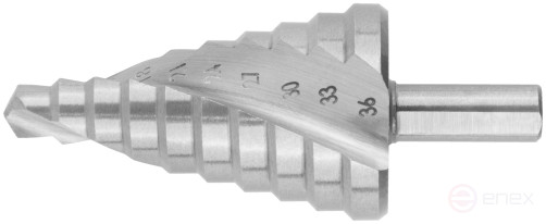 HSS step drill for metal, spiral profile, 10 steps, 9-36 mm