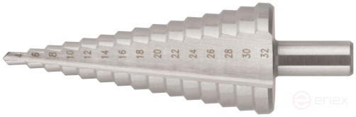 HSS step drill for metal, 15 steps, 4-32 mm