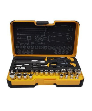 Felo Set of heads with a ratchet and a 1/4" ERGONIC screwdriver in a case, 27 pcs 05782706