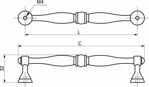 Handle meb. bracket met. EVA 128 antique silver, AKS