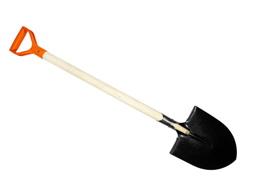 Лопата штыковая универсальная (американка) на деревянном черенке и пластиковой ручкой.