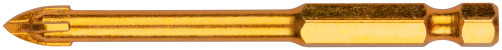 Сверло по кафелю, 4 режущие кромки, титановое покрытие, U-хвостовик под биту 6х74 мм