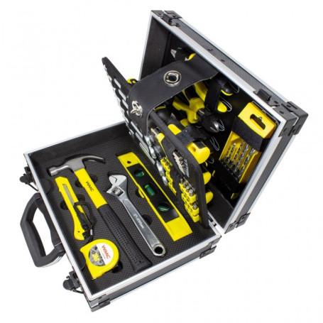 A set of 64 tools, in an aluminum suitcase