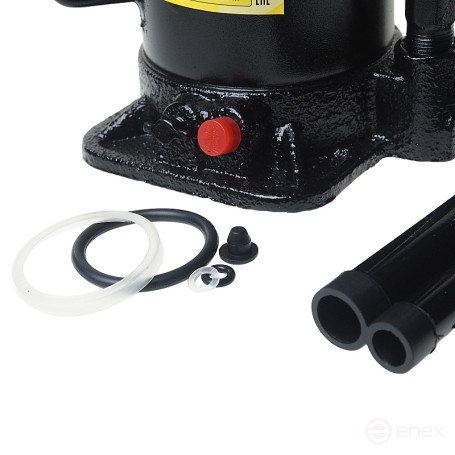 Домкрат гидравлический ER-80201 бутылочный с клапаном 20т, ремкомплект (выс. подъема 245-455мм) ЭВРИКА /1/2