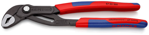 KNIPEX COBRA® клещи переставные с фиксатором, 50 мм (2"), под ключ 46 мм, L-250 мм, серые, 2-к ручки