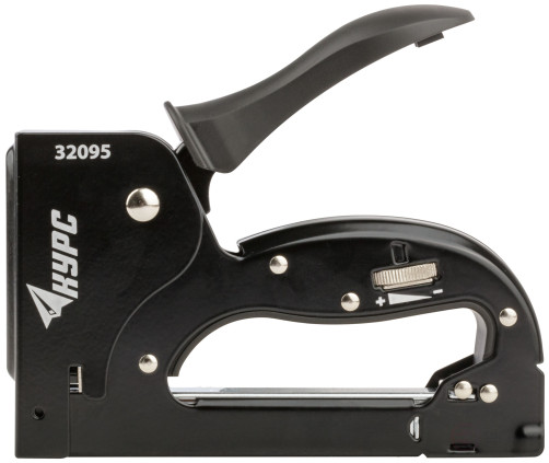 Степлер для узких скоб "тип 53" 4-14 мм, с регулир. силы удара, метал.черный корпус, прорезин.рычаг