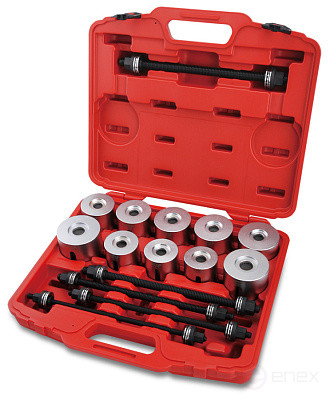 A set of mandrels for mounting and dismounting silent blocks and bearings 27 items in a TOPTUL case