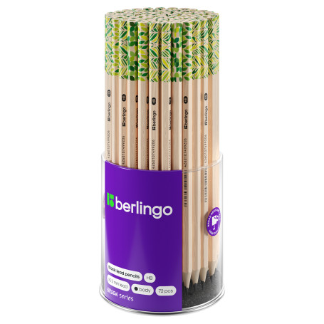 Pencil b/g Berlingo "Green Series" HB, hexagon, sharpened, plastic, assorted
