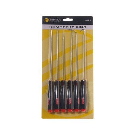 ER-58011 awl set (1 pc.)/ hooks (5 pcs. curved)/screwdrivers RNO, SL-1, 6 pieces EUREKA 1/6/36