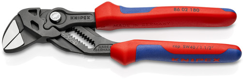 Клещи переставные - гаечный ключ, 40 мм (1 1/2"), L-180 мм, серые, 2-к ручки