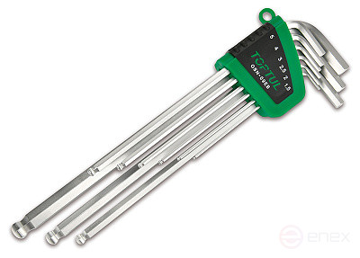 Набор длинных Г-образных ключей HEX, 1,5-10 мм, 9 предметов TOPTUL GSN-09EB