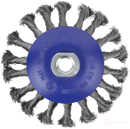 Щетка для УШМ, М14, тип "Тарелка", крученая проволока 0,5 мм, 115 мм, блистер, CUTOP Profi