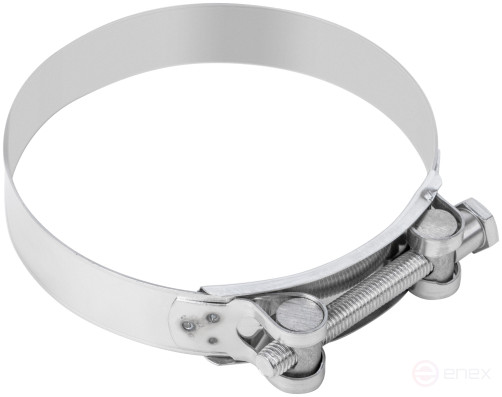 The clamp is a crimping power hinge, stainless steel.steel 131-139 mm