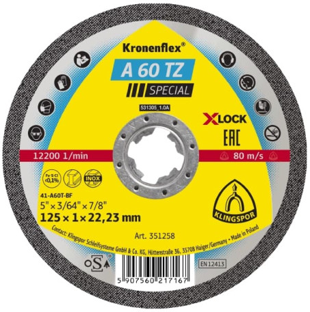Отрезной круг A 60 TZ Special, 125 x 1 x 22,23 X-LOCK