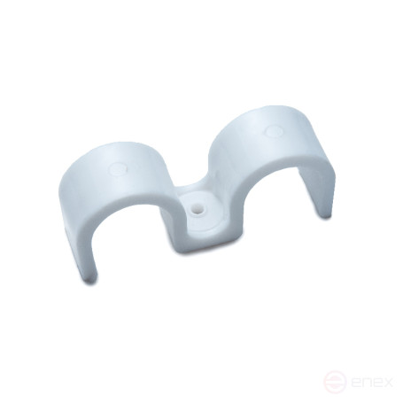 Fasteners-bracket for plumbing pipes for mounting guns (20 mm, white, double-sided, 40 pcs/pack)