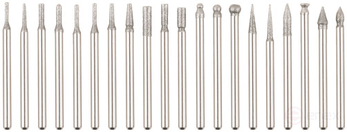 Шарошки, усиленная сталь с алмазным напылением, штифт диам. 3 мм, 20 шт.