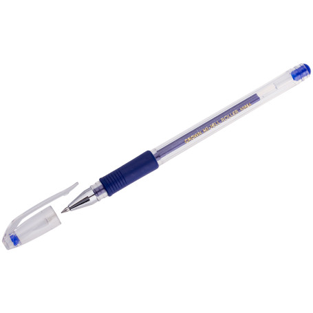 Ручка гелевая Crown "Hi-Jell Grip" синяя, 0,5мм, грип, дизайн