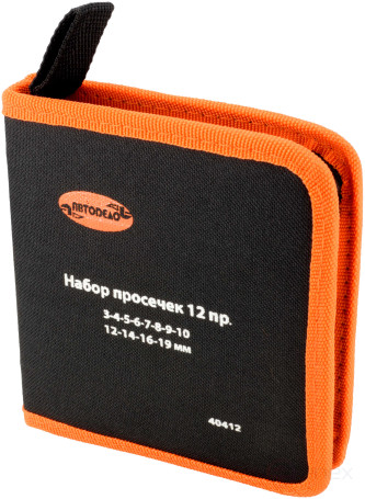 Set of holes 12 pcs.3.0-19.0mm (in a bag) (Avtodor) (40412)
