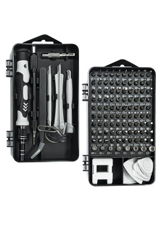 Set of precision screwdrivers VertexTools for precision work 115 items 1/8 with replaceable nozzles in the case