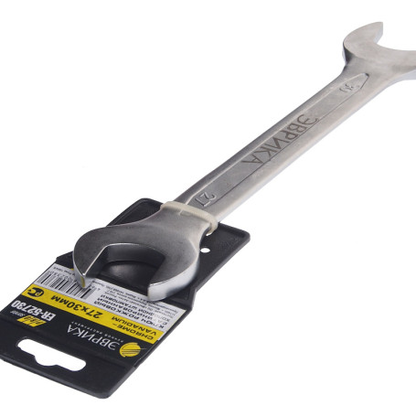 Ключ рожковый 27x30мм ER-52730 (Chrome vanadium) на держателе PRO ЭВРИКА 1/10/30