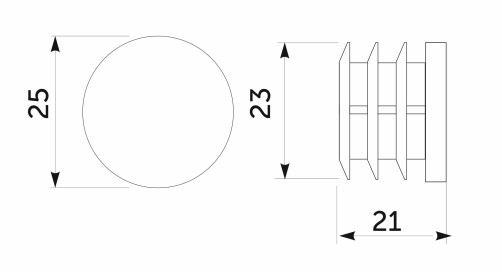 Заглушка внутр. трубы d25 (508В) 0,8мм пластик, черный AKS