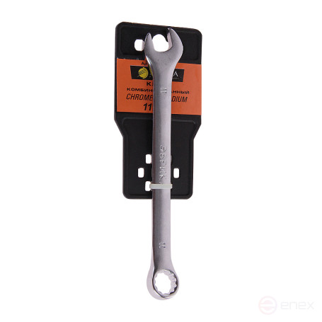 Ключ комбинированный 11мм ER-31011 (Chrome vanadium) на держателе сатинированный ЭВРИКА 1/25