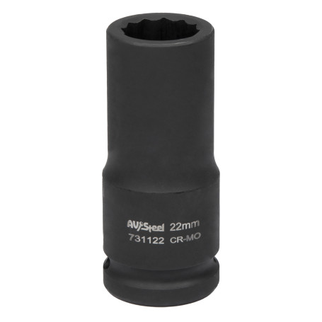 Головка ударная 3/4" двенадцатигранная удлиненная 22мм "AV Steel" AV-731122