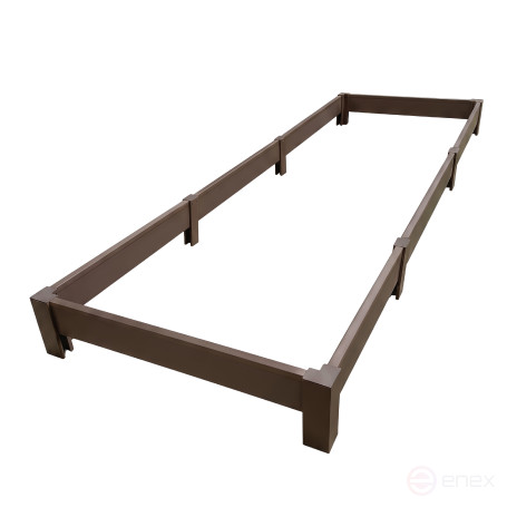 PVC plastic bed 1x3 m height 14 cm, color brown