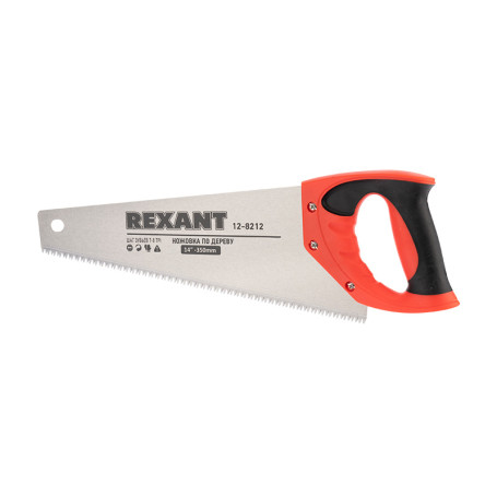 Wood hacksaw REXANT "Prong" 350 mm, 7-8 TPI, red-hot tooth 2D, two-component handle