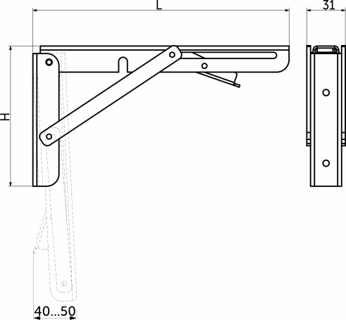 Полкодержатель складной 400 белый AKS (Модель 1)