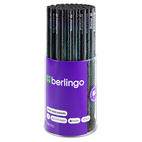 Pencil b/g Berlingo "Electric" HB, triangular, sharpened., assorted