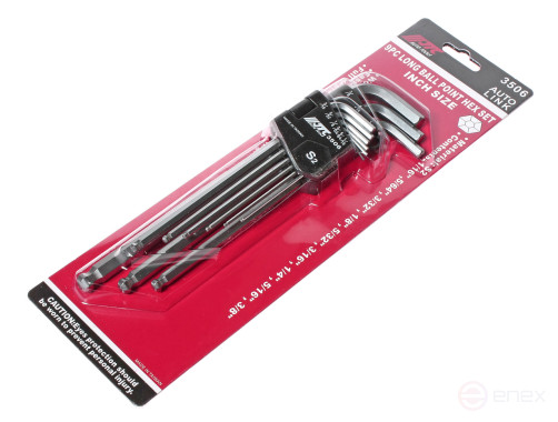 Hexagon Wrench Set 1/16-3/8" Elongated with Ball 9 Pieces JTC