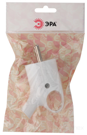 Вилка ЭРА Vx4-W с заземлением угловая с кольцом 16A белая