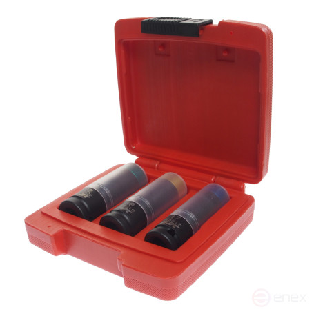 Set of impact heads for alloy wheels 17-19-22mm L=85mm 3 pieces in a JTC case