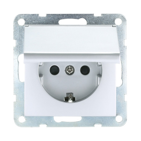 Socket with S/c, blinds and lid (silver metallic) LK60
