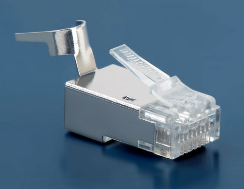 PLUG-8P8C-UV-C6-TW-SH-10 RJ-45(8P8C) twisted pair connector, category 6/6A (50 µ"/ 50 micro-inches), shielded, universal (for single-core and multi-core cable), for thick cores 1.35-1.5 mm (with sheath), with insert, (10 pcs)