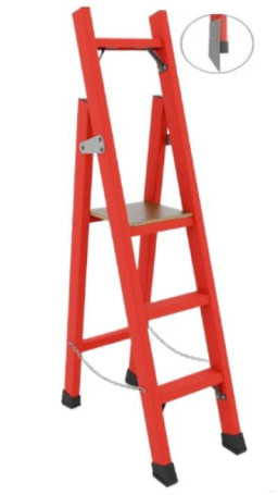 SSS-1.5TM dielectric stepladder with symmetrical support, Telecom, metal end caps (Soft ground), h=1500mm, h of the working platform=700mm, step 3