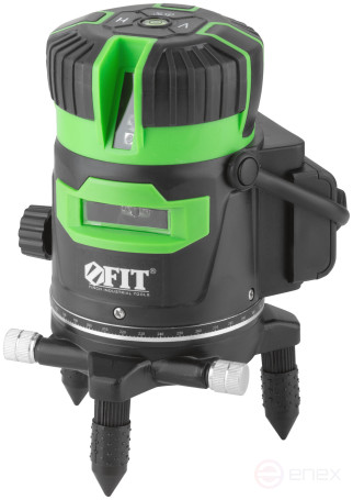 Уровень лазерный самоуспокаивающийся, зеленые лучи, крест, диапазон 10 м, Li-Ion аккум., 2 уровня яркости, без треноги, коробка