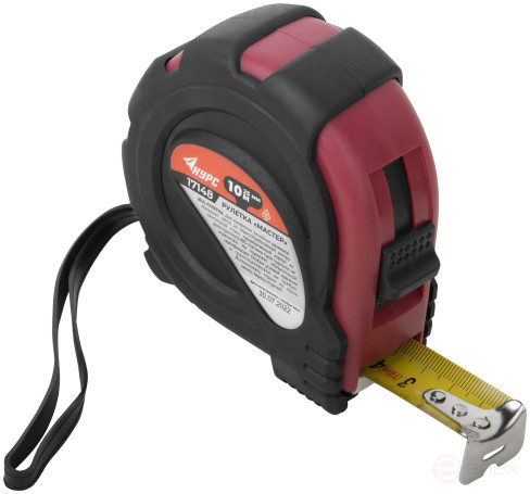 Рулетка прорезиненный корпус "Мастер" 10 м x 25 мм