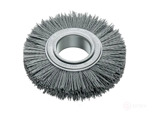 Щетка цилиндрическая гофрированная, Д150 мм, ширина 20 мм, нейлон абразив SIC K 180/1,0 мм, набор адаптеров - сет 3