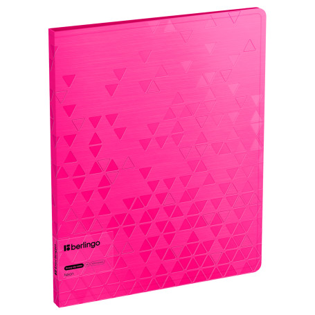 Folder with Berlingo "Neon" clip, 17 mm, 1000 microns, pink neon, D-rings, with inner pocket