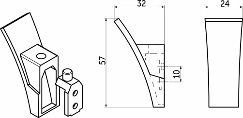 Крючок меб. однорожковый мет. SLASH черный матовый AKS