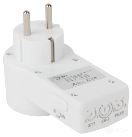 Датчик движения ЭРА MD 022 розеточный ДДР-01 1200Вт 10-420с 2-9м 3+лк 120гр IP20
