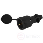 ERA RX11-B-IP44 Rubber Socket with earthing 16A IP44 Straight Black