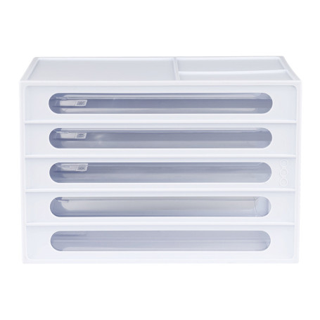 Block of 4 extendable STAMM trays, white body, transparent trays