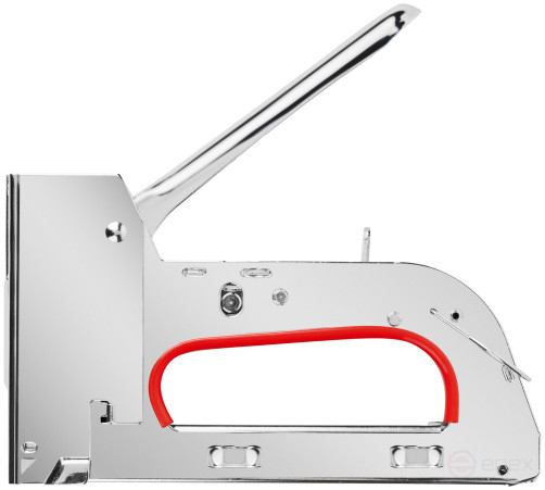 Stapler for narrow staples "type 53" 4-14 mm, 2 impact force positions, spring mechanism, metal housing